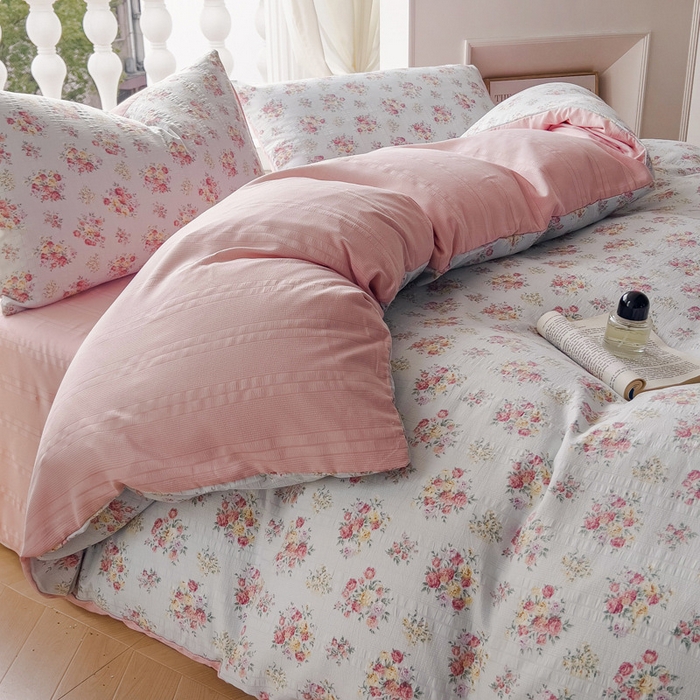 91家纺网 家纺一手货源 找家纺 （总）王朝国际 2025新款皱皱棉印花四件套