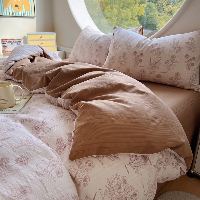 91家纺网 家纺一手货源 找家纺 （总）王朝国际 2025新款皱皱棉印花四件套