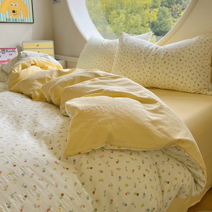 91家纺网 家纺一手货源 找家纺 （总）王朝国际 2025新款皱皱棉印花四件套