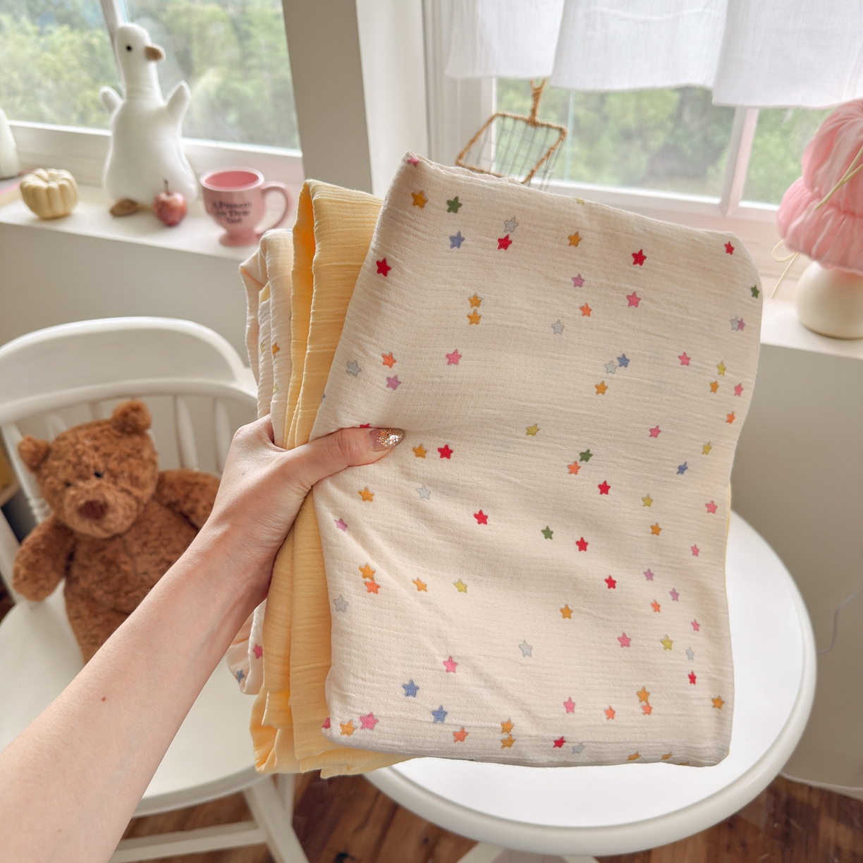 91家纺网 家纺一手货源 找家纺 玉海棠家纺 2025新款甄选三层纱印花四件套 幸运星