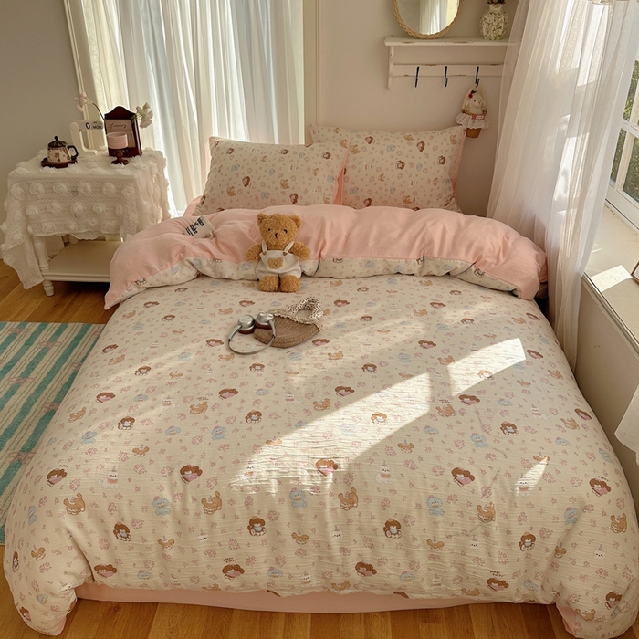 91家纺网 家纺一手货源 找家纺 （总）瑞钰 2025新款甄选三层纱印花四件套