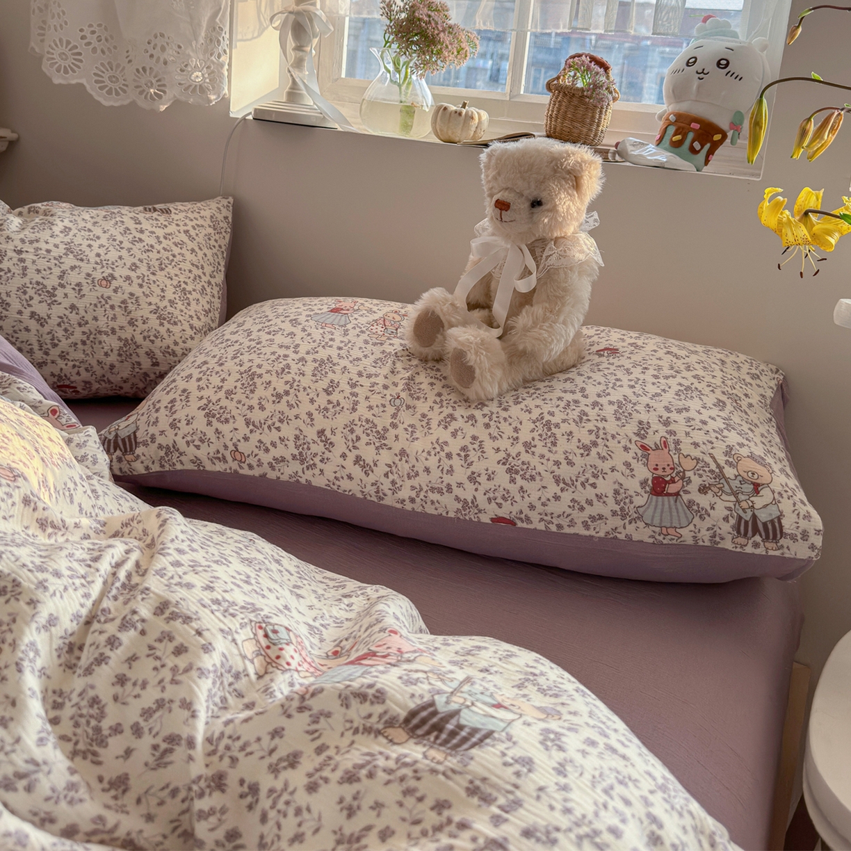 91家纺网 家纺一手货源 找家纺 玉海棠家纺 2025新款甄选三层纱印花四件套 圆舞曲