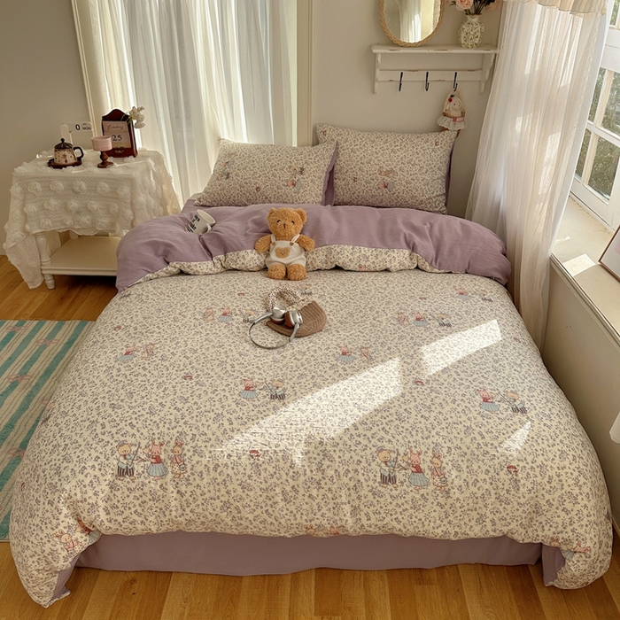 91家纺网 家纺一手货源 找家纺 （总）瑞钰 2025新款甄选三层纱印花四件套