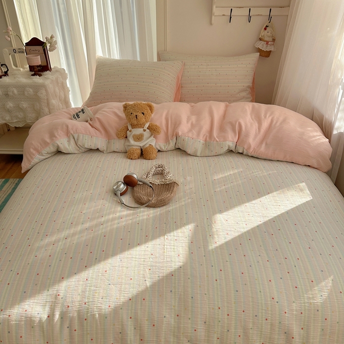 91家纺网 家纺一手货源 找家纺 瑞钰 2025新款甄选三层纱印花四件套 彩虹世界