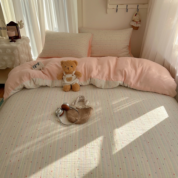 91家纺网 家纺一手货源 找家纺 瑞钰 2025新款甄选三层纱印花四件套 彩虹世界