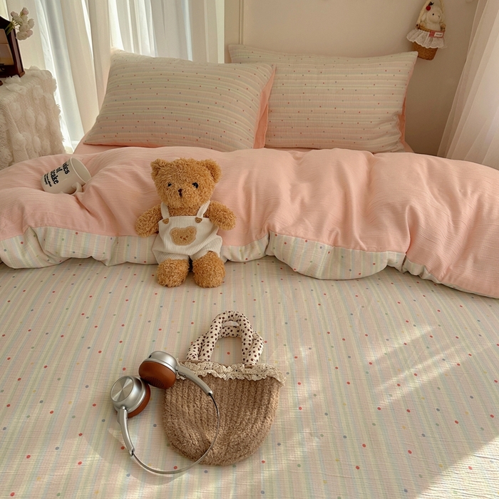 91家纺网 家纺一手货源 找家纺 瑞钰 2025新款甄选三层纱印花四件套 彩虹世界