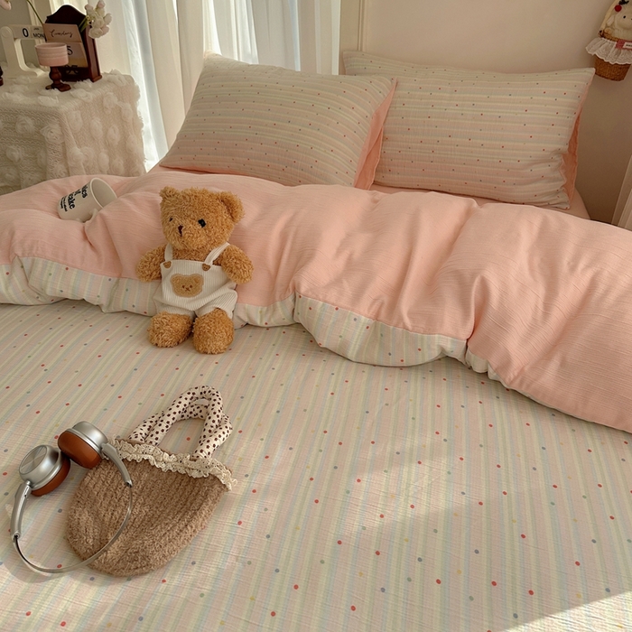 91家纺网 家纺一手货源 找家纺 瑞钰 2025新款甄选三层纱印花四件套 彩虹世界