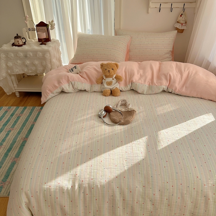 91家纺网 家纺一手货源 找家纺 瑞钰 2025新款甄选三层纱印花四件套 彩虹世界