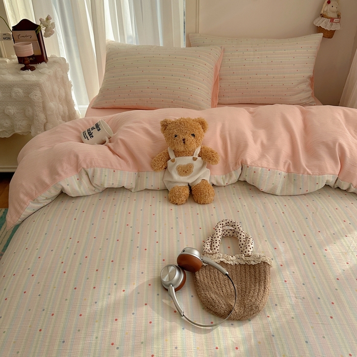 91家纺网 家纺一手货源 找家纺 瑞钰 2025新款甄选三层纱印花四件套 彩虹世界