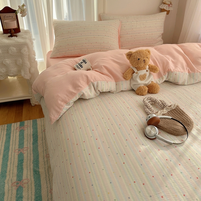 91家纺网 家纺一手货源 找家纺 瑞钰 2025新款甄选三层纱印花四件套 彩虹世界