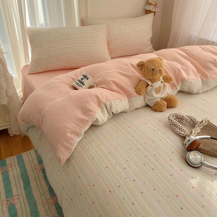 91家纺网 家纺一手货源 找家纺 瑞钰 2025新款甄选三层纱印花四件套 彩虹世界