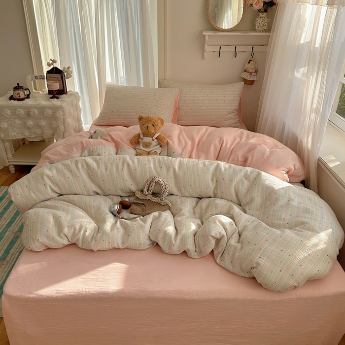 91家纺网 家纺一手货源 找家纺 瑞钰 2025新款甄选三层纱印花四件套 彩虹世界