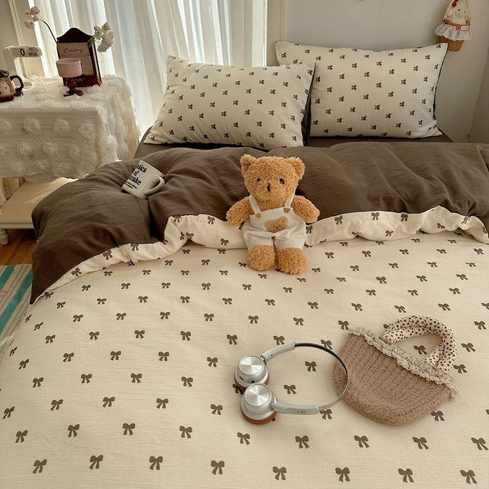 91家纺网 家纺一手货源 找家纺 瑞钰 2025新款甄选三层纱印花四件套 碱水结