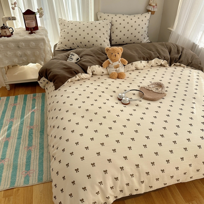 91家纺网 家纺一手货源 找家纺 瑞钰 2025新款甄选三层纱印花四件套 碱水结