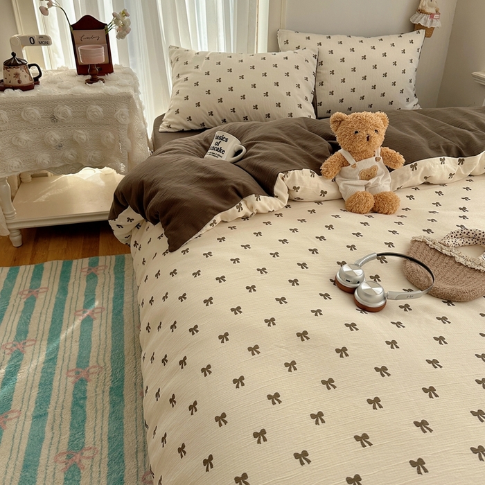 91家纺网 家纺一手货源 找家纺 瑞钰 2025新款甄选三层纱印花四件套 碱水结