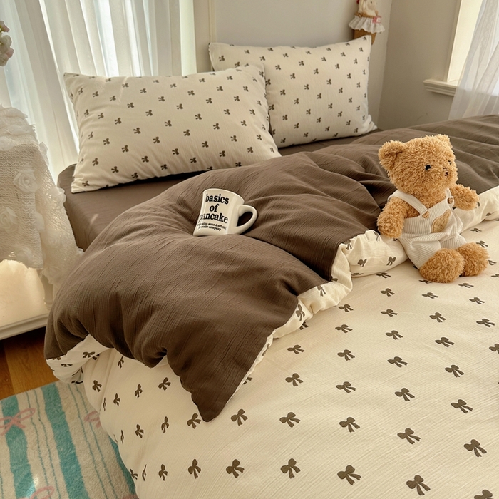 91家纺网 家纺一手货源 找家纺 瑞钰 2025新款甄选三层纱印花四件套 碱水结