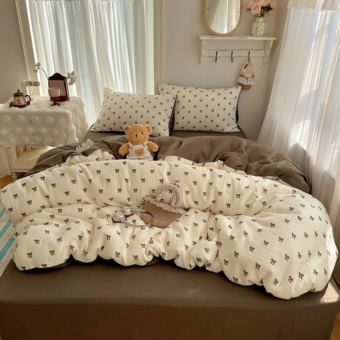 91家纺网 家纺一手货源 找家纺 瑞钰 2025新款甄选三层纱印花四件套 碱水结