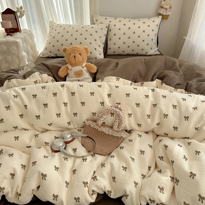 91家纺网 家纺一手货源 找家纺 瑞钰 2025新款甄选三层纱印花四件套 碱水结