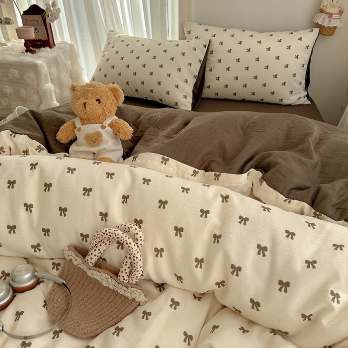 91家纺网 家纺一手货源 找家纺 瑞钰 2025新款甄选三层纱印花四件套 碱水结