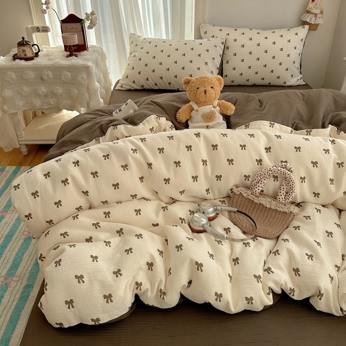 91家纺网 家纺一手货源 找家纺 瑞钰 2025新款甄选三层纱印花四件套 碱水结