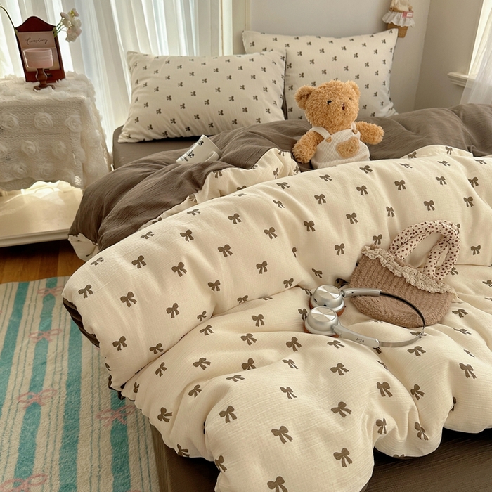 91家纺网 家纺一手货源 找家纺 瑞钰 2025新款甄选三层纱印花四件套 碱水结