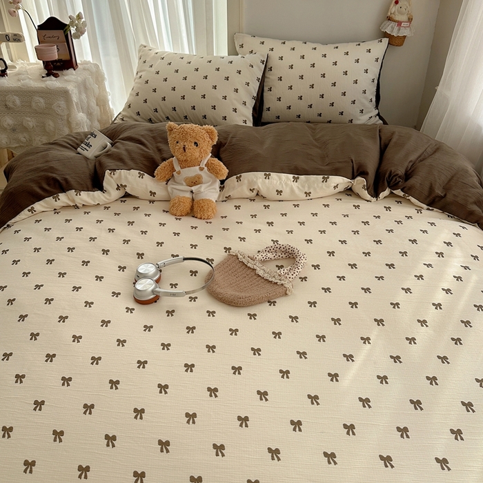 91家纺网 家纺一手货源 找家纺 瑞钰 2025新款甄选三层纱印花四件套 碱水结