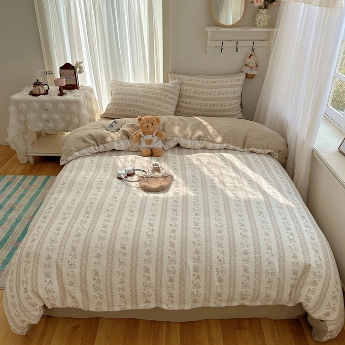 瑞钰 2025新款甄选三层纱印花四件套 蕾丝熊