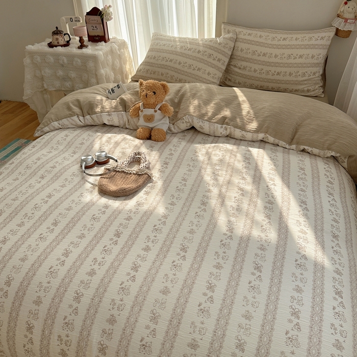 91家纺网 家纺一手货源 找家纺 瑞钰 2025新款甄选三层纱印花四件套 蕾丝熊