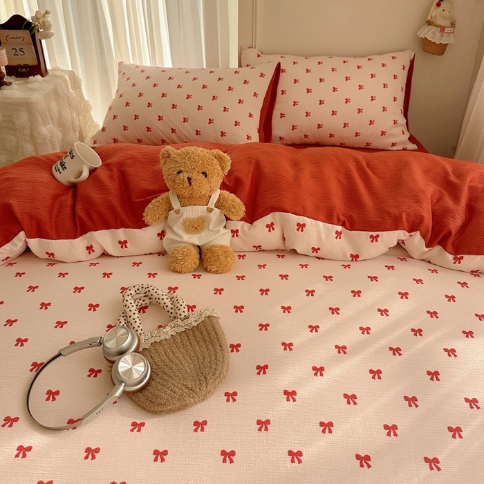 91家纺网 家纺一手货源 找家纺 瑞钰 2025新款甄选三层纱印花四件套 莓果结