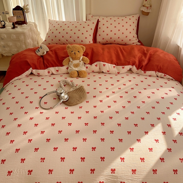 91家纺网 家纺一手货源 找家纺 瑞钰 2025新款甄选三层纱印花四件套 莓果结