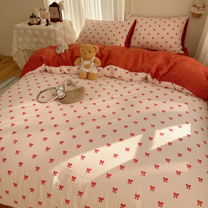 91家纺网 家纺一手货源 找家纺 瑞钰 2025新款甄选三层纱印花四件套 莓果结