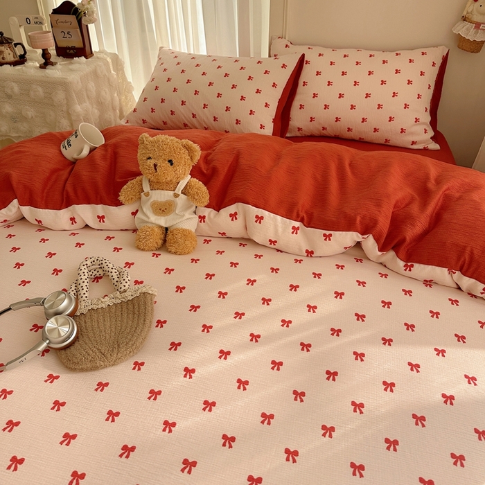 91家纺网 家纺一手货源 找家纺 瑞钰 2025新款甄选三层纱印花四件套 莓果结