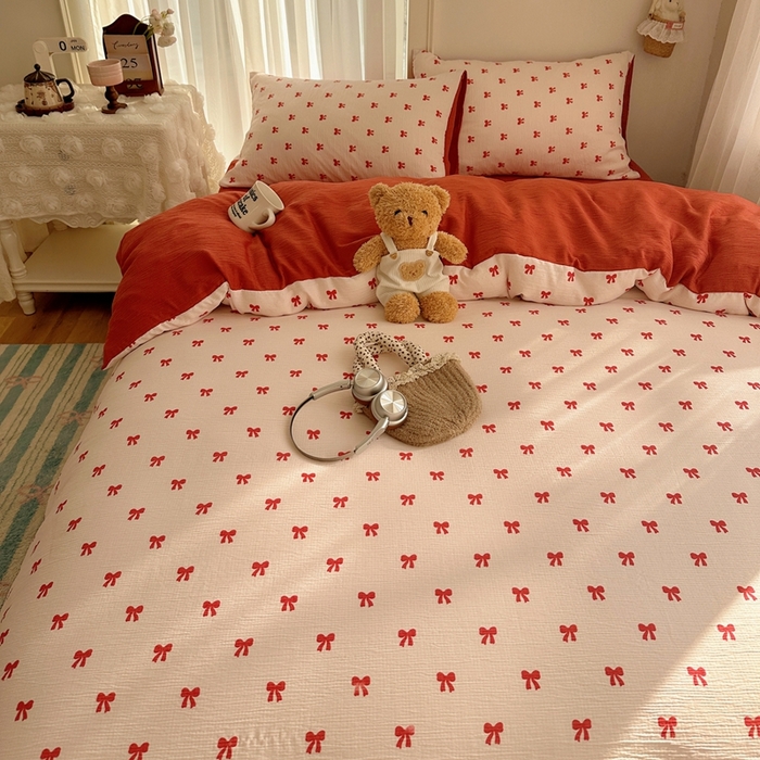 91家纺网 家纺一手货源 找家纺 瑞钰 2025新款甄选三层纱印花四件套 莓果结