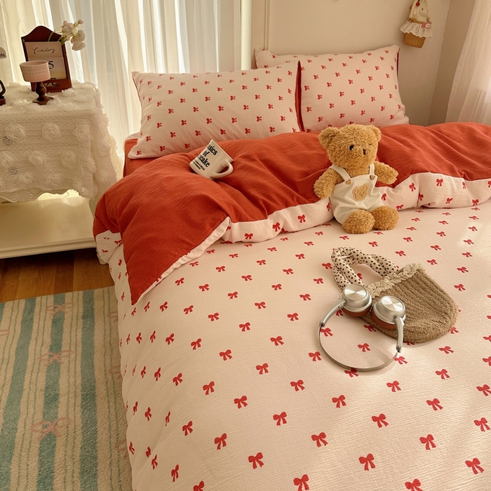 91家纺网 家纺一手货源 找家纺 瑞钰 2025新款甄选三层纱印花四件套 莓果结