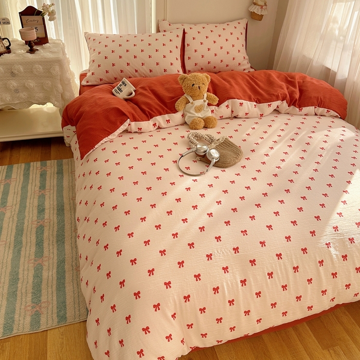 91家纺网 家纺一手货源 找家纺 瑞钰 2025新款甄选三层纱印花四件套 莓果结