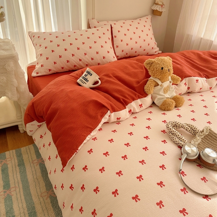 91家纺网 家纺一手货源 找家纺 瑞钰 2025新款甄选三层纱印花四件套 莓果结