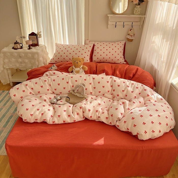 91家纺网 家纺一手货源 找家纺 瑞钰 2025新款甄选三层纱印花四件套 莓果结