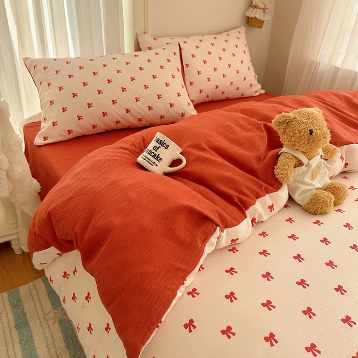 91家纺网 家纺一手货源 找家纺 瑞钰 2025新款甄选三层纱印花四件套 莓果结