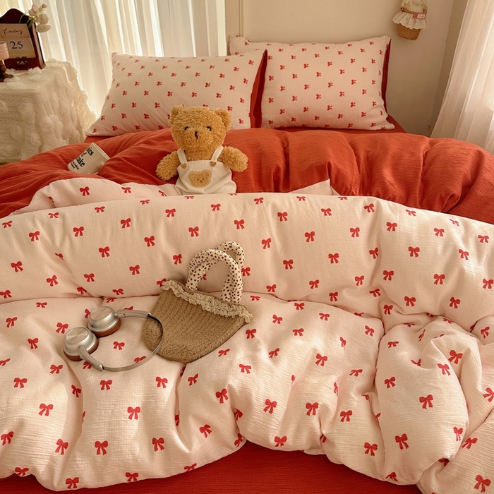 91家纺网 家纺一手货源 找家纺 瑞钰 2025新款甄选三层纱印花四件套 莓果结