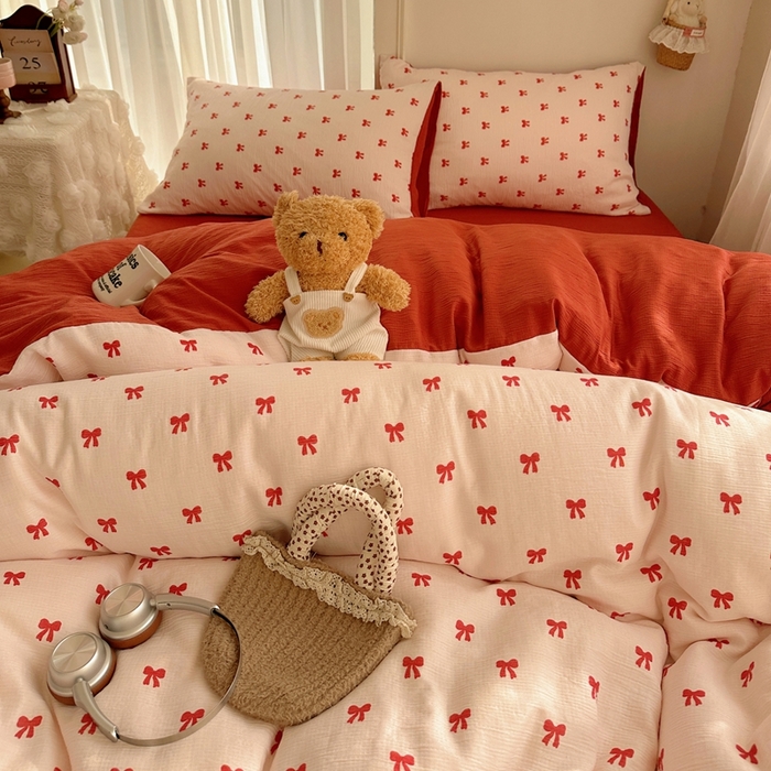 91家纺网 家纺一手货源 找家纺 瑞钰 2025新款甄选三层纱印花四件套 莓果结