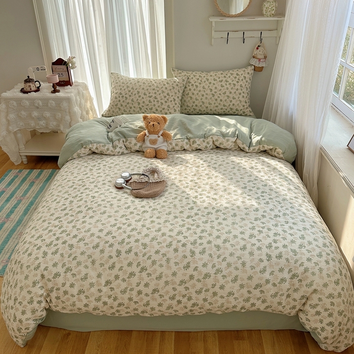 瑞钰 2025新款甄选三层纱印花四件套 沐风