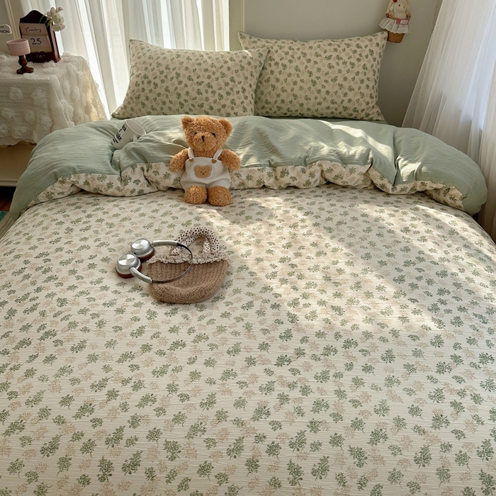 91家纺网 家纺一手货源 找家纺 瑞钰 2025新款甄选三层纱印花四件套 沐风