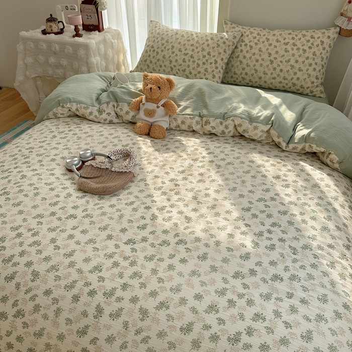 91家纺网 家纺一手货源 找家纺 瑞钰 2025新款甄选三层纱印花四件套 沐风