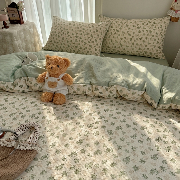 91家纺网 家纺一手货源 找家纺 瑞钰 2025新款甄选三层纱印花四件套 沐风