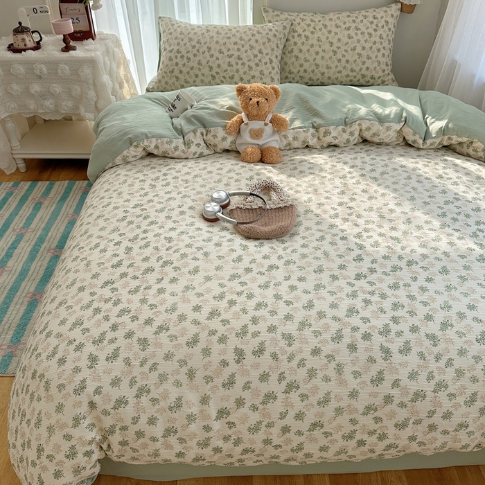 91家纺网 家纺一手货源 找家纺 瑞钰 2025新款甄选三层纱印花四件套 沐风