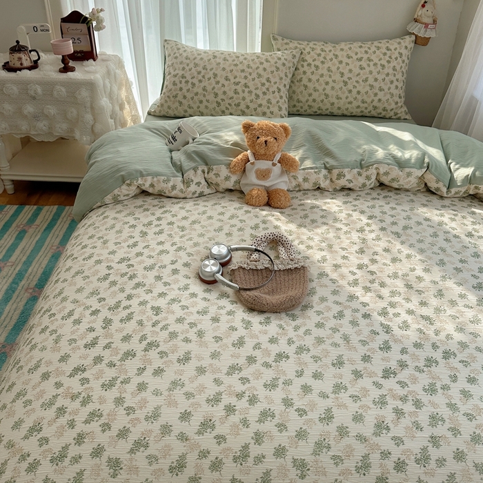 91家纺网 家纺一手货源 找家纺 瑞钰 2025新款甄选三层纱印花四件套 沐风