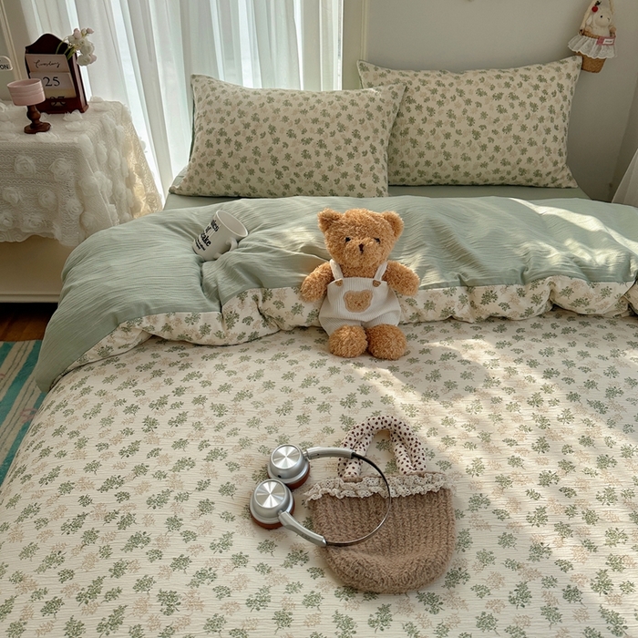 91家纺网 家纺一手货源 找家纺 瑞钰 2025新款甄选三层纱印花四件套 沐风