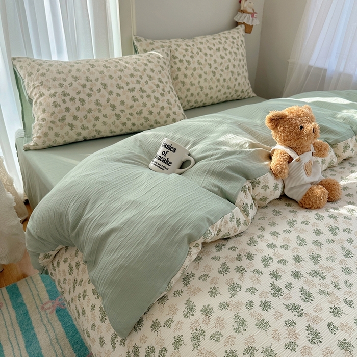 91家纺网 家纺一手货源 找家纺 瑞钰 2025新款甄选三层纱印花四件套 沐风