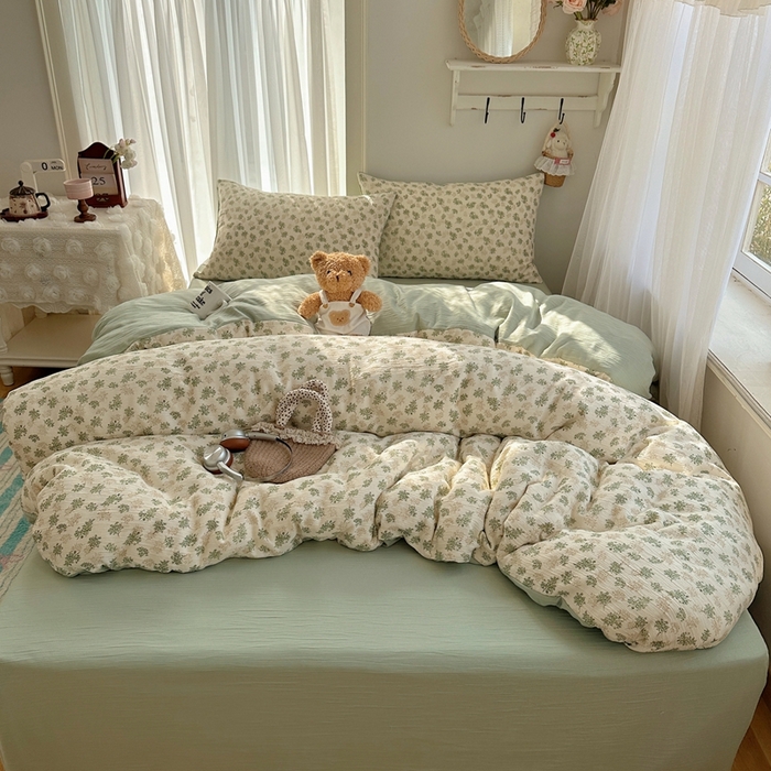 91家纺网 家纺一手货源 找家纺 瑞钰 2025新款甄选三层纱印花四件套 沐风