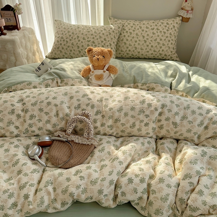 91家纺网 家纺一手货源 找家纺 瑞钰 2025新款甄选三层纱印花四件套 沐风